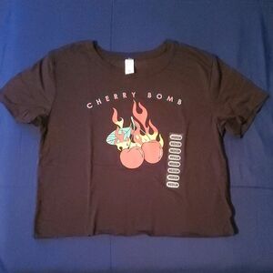 Cherry Bomb Girls Graphic Crop Tee - Black